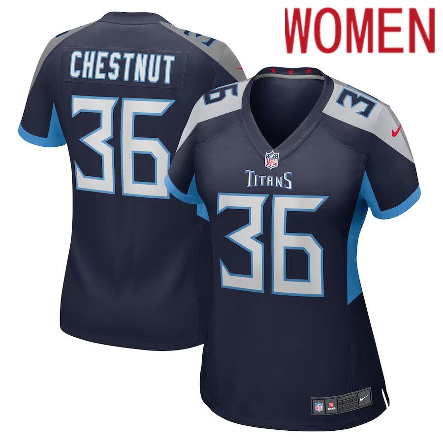 Women Tennessee Titans 36 Julius Chestnut Nike Navy Game Player NFL Jersey